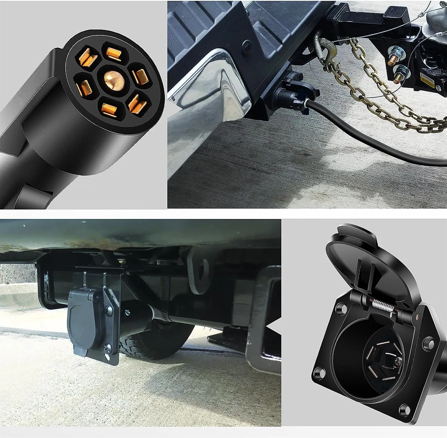 12FT 7-Way Trailer Plug Socket Extension Cable
