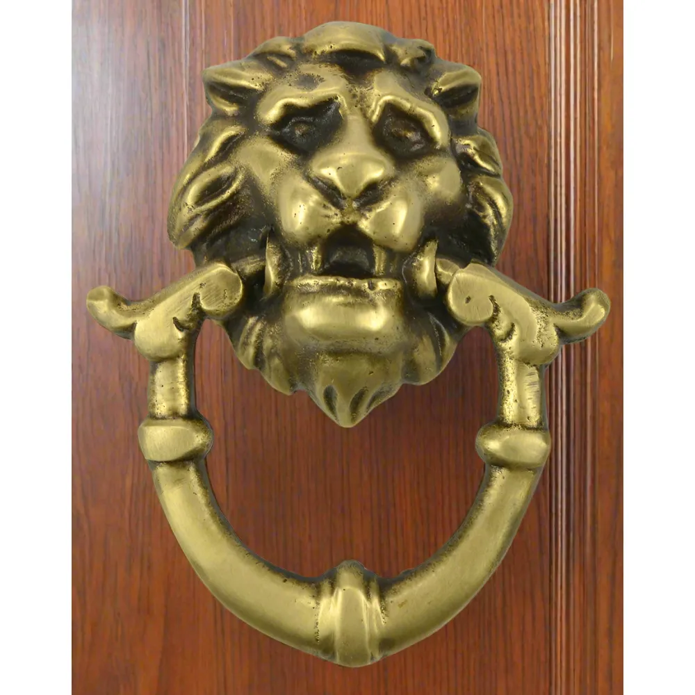 2 4/5 Inch Solid Brass Baroque / Rococo Lion Drop Pull (Antique Brass Finish)
