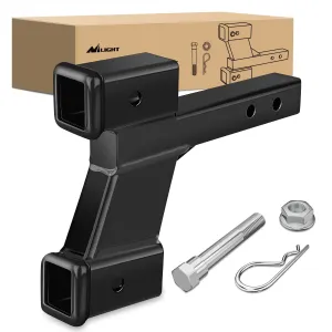 2 Inch Trailer Dual Hitch Receiver with 2 & 6Inch Rise or Drop