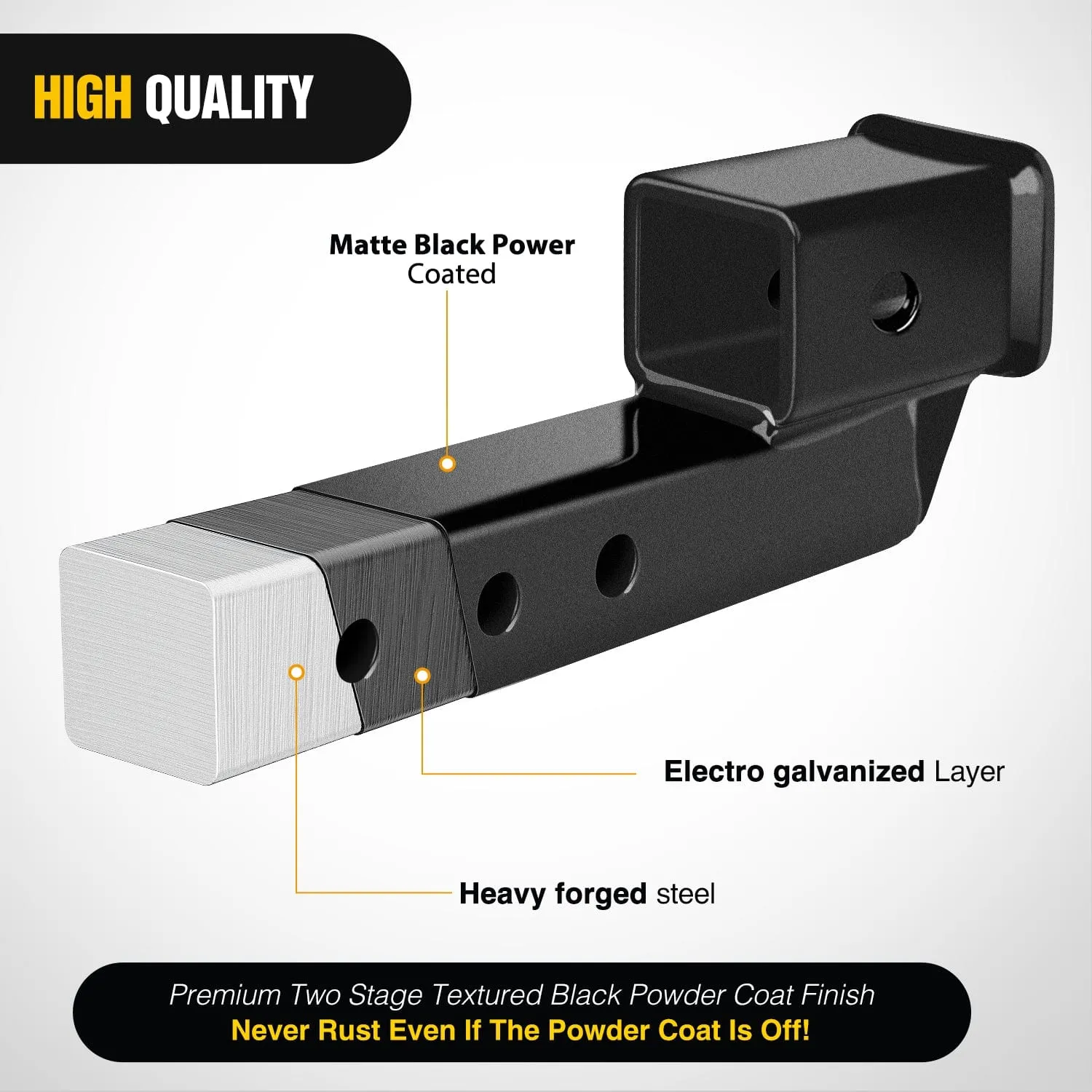 2 Inch Trailer Dual Hitch Receiver with 2Inch Rise or Drop