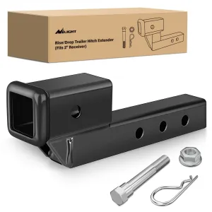 2 Inch Trailer Dual Hitch Receiver with 2Inch Rise or Drop