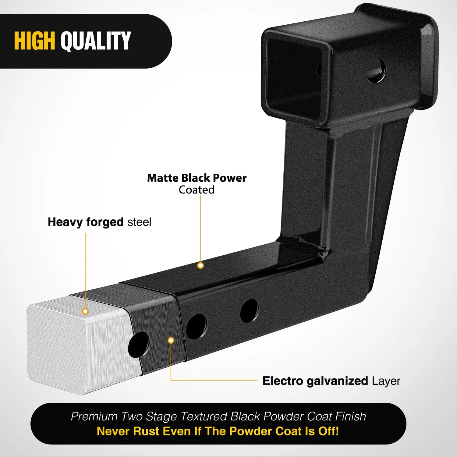 2 Inch Trailer Dual Hitch Receiver with 6Inch Rise or Drop