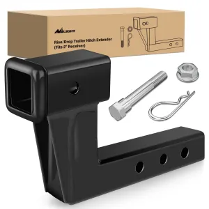 2 Inch Trailer Dual Hitch Receiver with 6Inch Rise or Drop