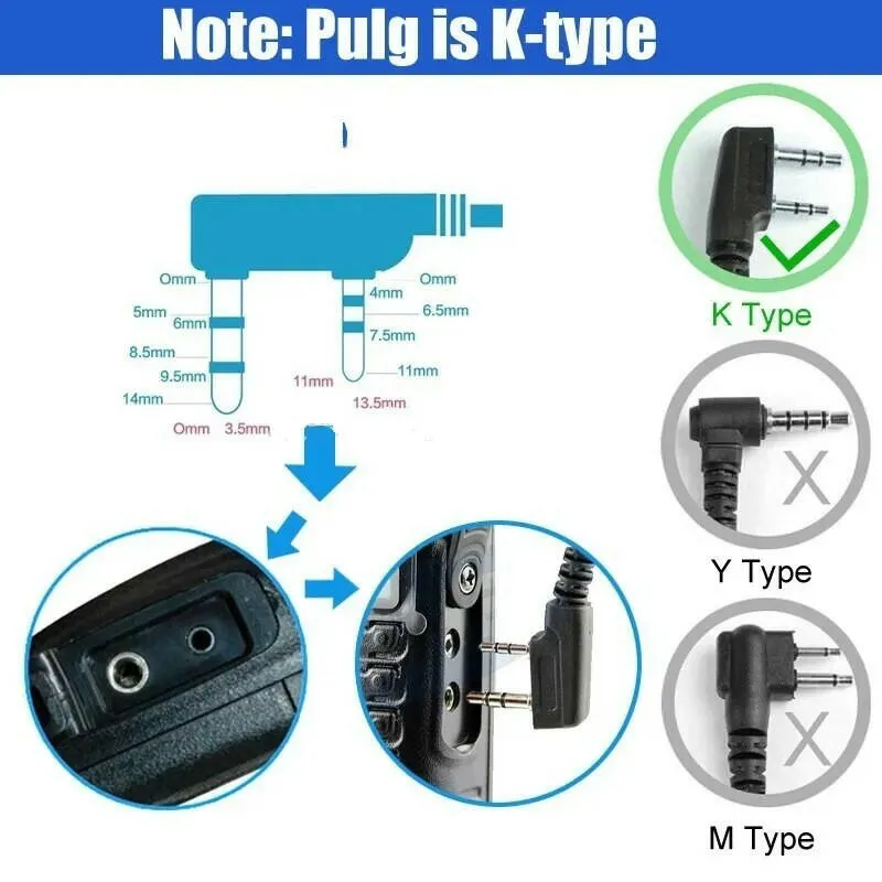 2-pin Head-mounted Walkie-talkie Headset Microphone Walkie-talkie Radio Safety Wire Headset