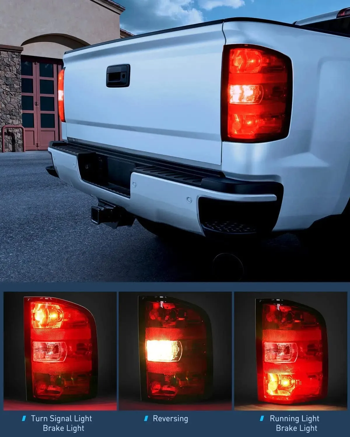 2007-2014 Chevy Silverado 1500 2500HD 3500HD 2007-2013 GMC Sierra 3500HD Tail light Assembly Rear Lamp w/Bulbs and Harness Passenger Side
