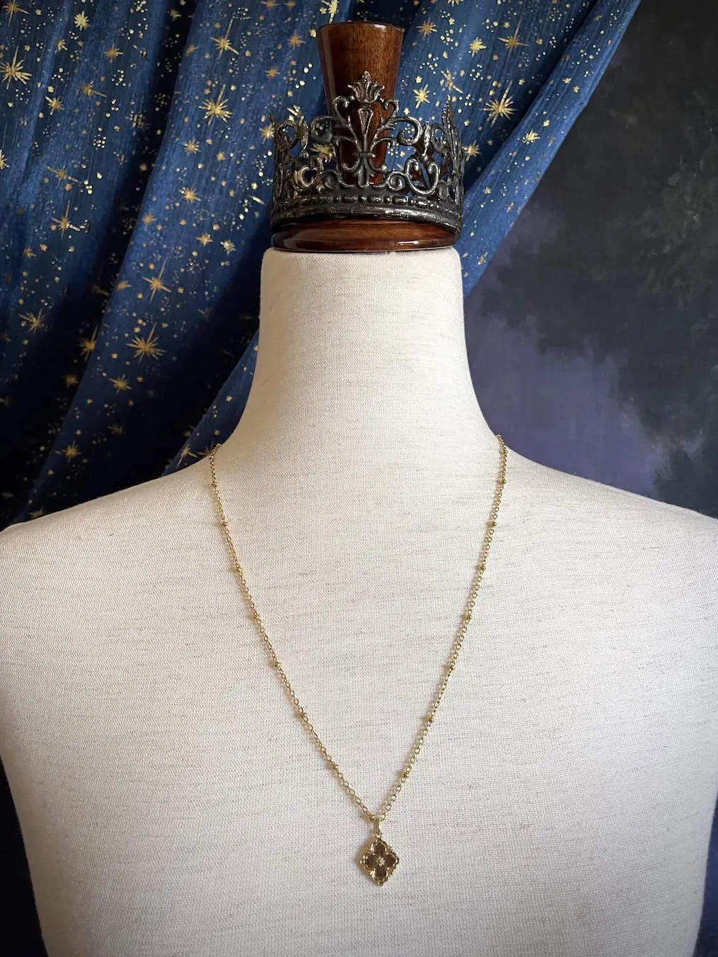 Baroque Inspired Ornate Pendant Necklace in Gold