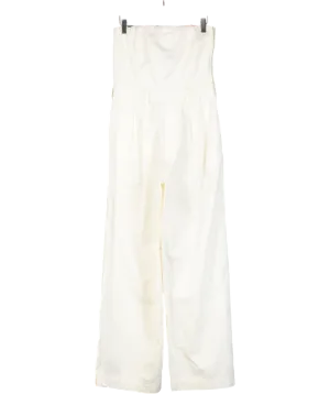 De Rococo Cream Drill Cotton Strapless Jumpsuit UK S