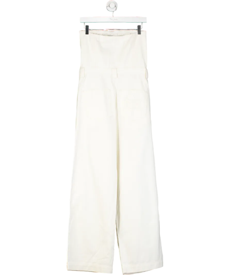 De Rococo Cream Drill Cotton Strapless Jumpsuit UK S