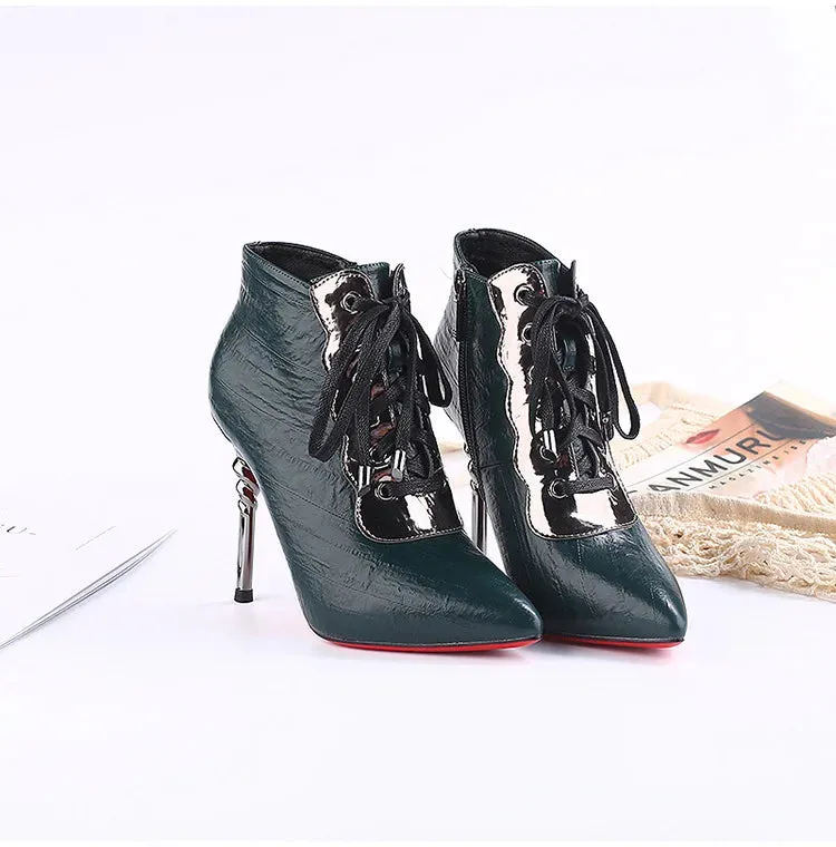 Funki Buys | Boots | Women's High Heeled Lace-up Ankle Boots